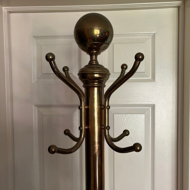 1940s American Mid-Century Tubular Brass Coat and Hat Rack | Chairish