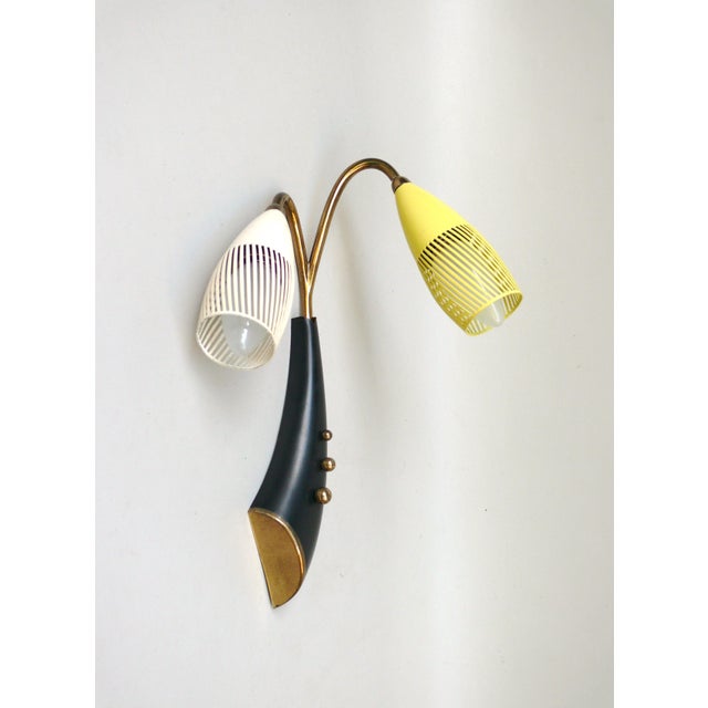 Brass, Yellow, Beige and Black Wall Lamp Set from Gebrüder Cosack, 1950s, Set of 8 For Sale - Image 9 of 18