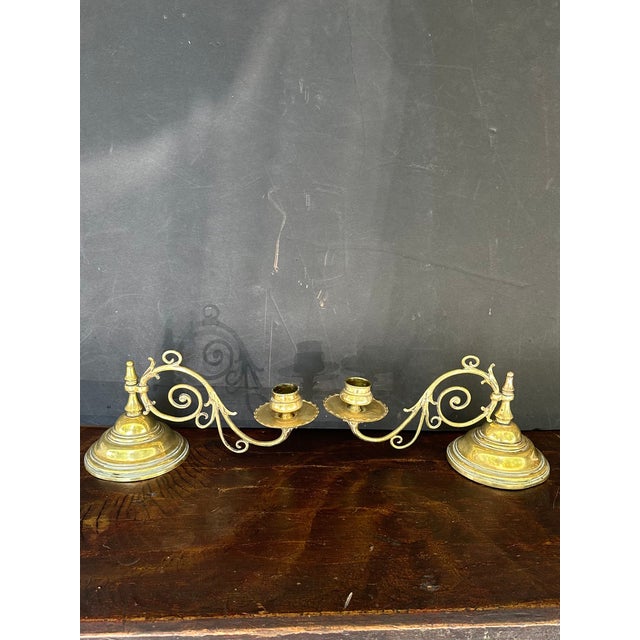 19th Century Pair of English 19th Century Brass Piano Candleholders Signed Wt&s For Sale - Image 5 of 14