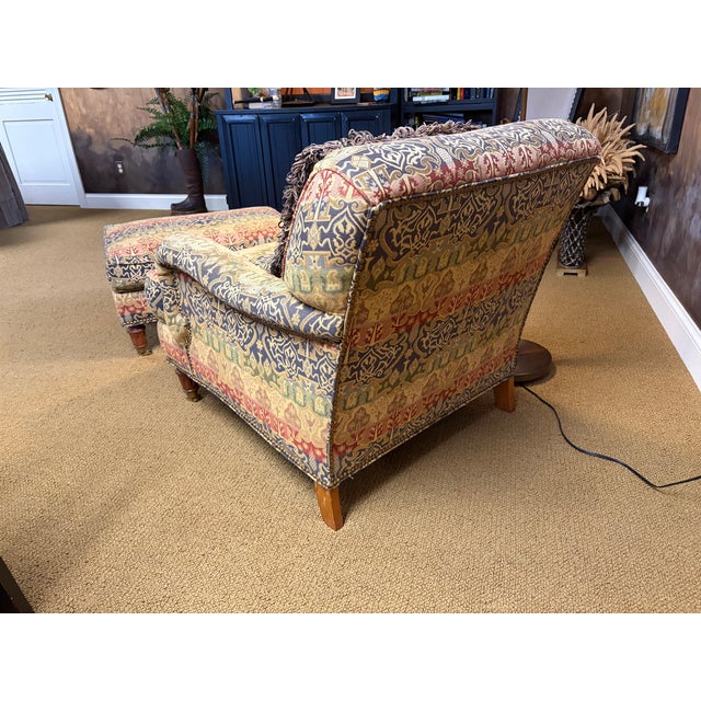 Pearson 1990s Pearson Furniture Upholstered Lounge Chair With Ottoman For Sale - Image 4 of 11