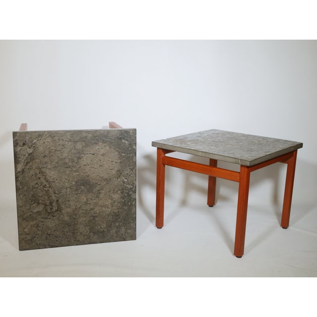 Teak Slate Side Table, 1970s, Set of 2 For Sale - Image 12 of 14