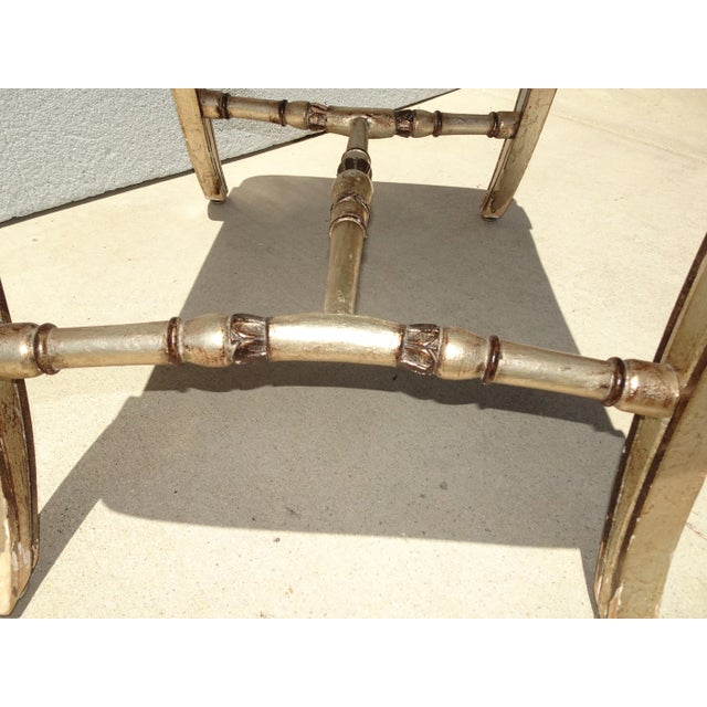 Vintage French Country Floral Vanity Bench W Silver Gilt Base #1 For Sale - Image 10 of 12
