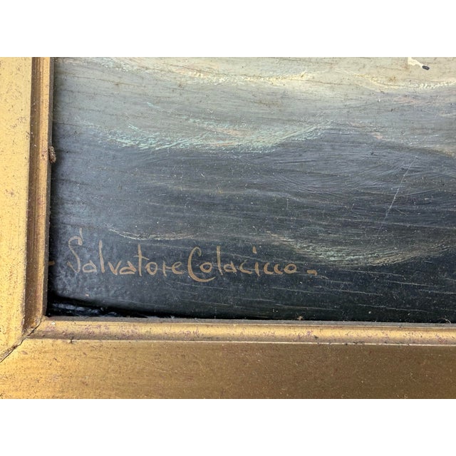 1970s 1970s Original Salvatore Colacicco Sailing Ship Hudson Seascape Oil Painting For Sale - Image 5 of 11