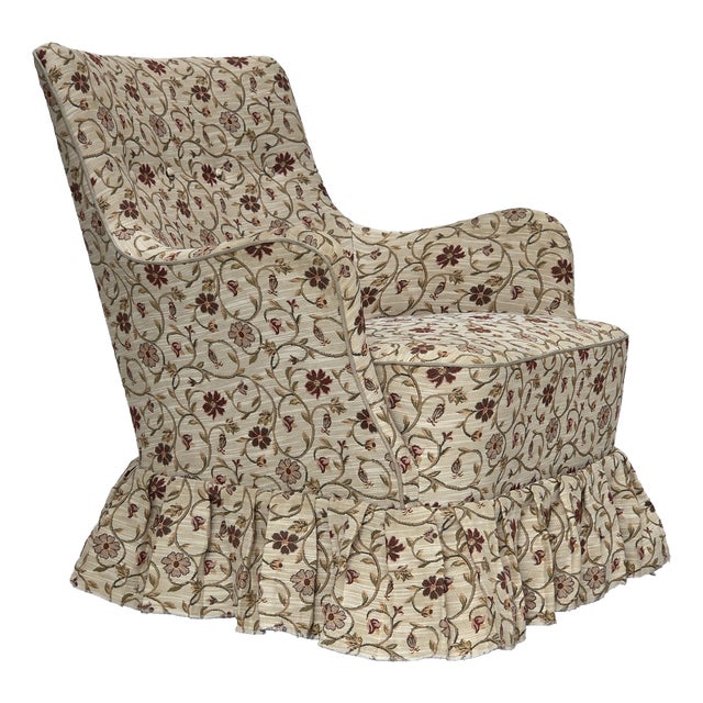 Danish Armchair in Jacquard Fabric and Ash Legs, 1970s For Sale