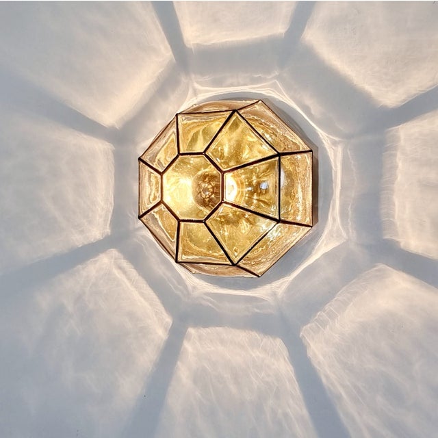 Metal 1970s Limburg Mid-Century Modern Glass Flush Mount/Ceiling Light or Wall Light/Sconce For Sale - Image 7 of 11