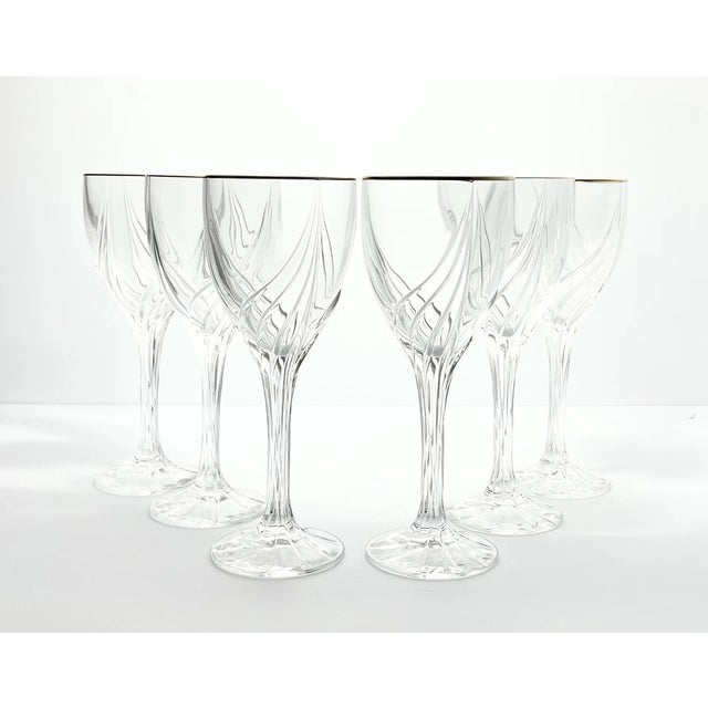 Lenox “Debut (Gold)” Set of 6 Crystal Wine Glasses 7 3/8” 7oz Signed Excellent condition. No chips, cracks, fleabites, or...