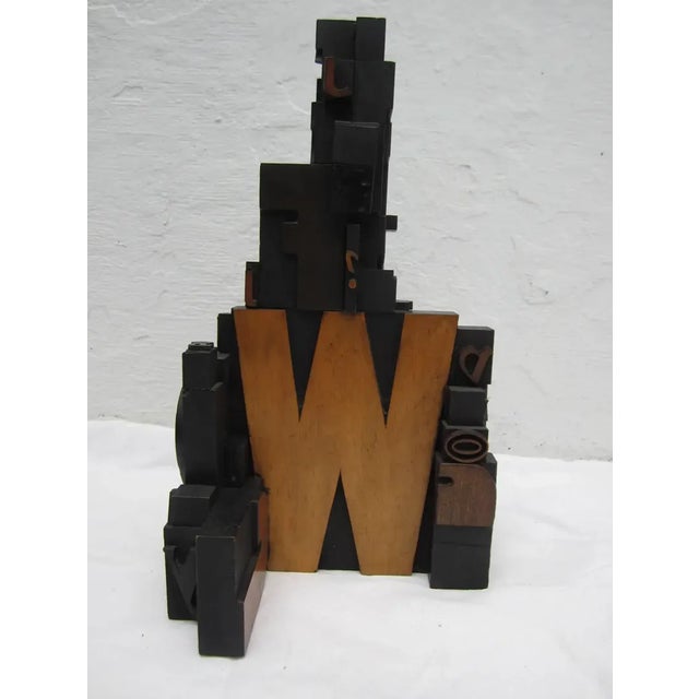Wood Early 20th Century Letterpress Wood Block Sculpture For Sale - Image 7 of 10