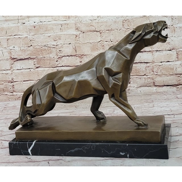 Henry Moore Henry Moore Modern Art Abstract Jaguar Panther Cougar Lion Bronze Sculpture For Sale - Image 4 of 10