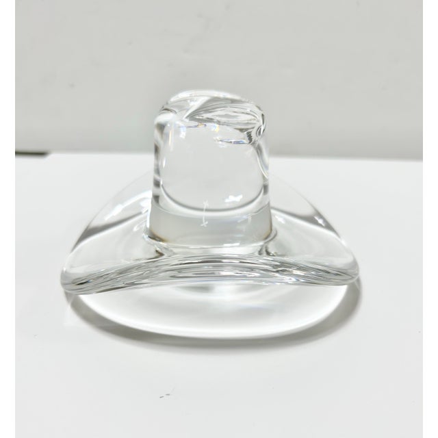 Transparent 1970s Signed Marcolin Sardinia Crystal Cowboy Hat Paperweight, Southwest Western Decor For Sale - Image 8 of 12