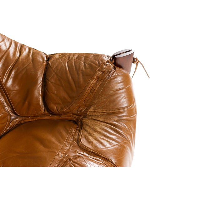 Mid Century Brazilian Modernist Lounge Chair + Ottoman — Percival Lafer — Model Mp-211 — Brown Leather + Rosewood For Sale - Image 13 of 17