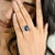 Blue 8.55 Carat Blue Sapphire and Diamond Three Stone 18k Gold Ring Size 7 For Sale - Image 8 of 12