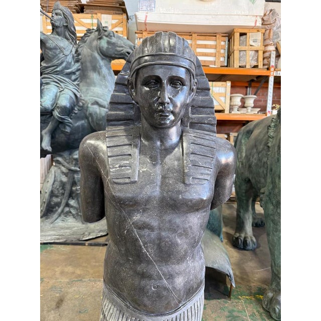 Gray Egyptian-Style Sculpture, Solid Marble For Sale - Image 8 of 9