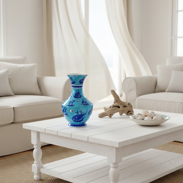 The Call of the Sea: The Ottoman Galleon Vase ⛵ This Handmade Ceramic Vase tells a story of exploration. Standing at 30...
