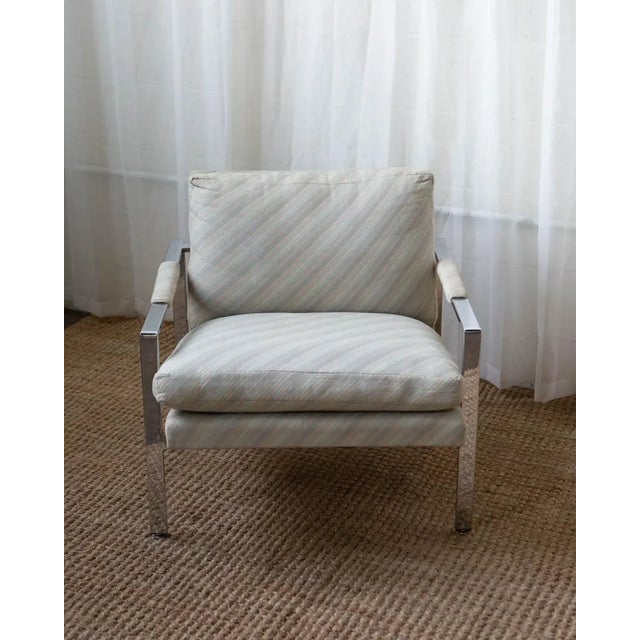 Metal Post Modern Milo Baughman for Thayer Coggin Flat Bar Arm Chair For Sale - Image 7 of 15