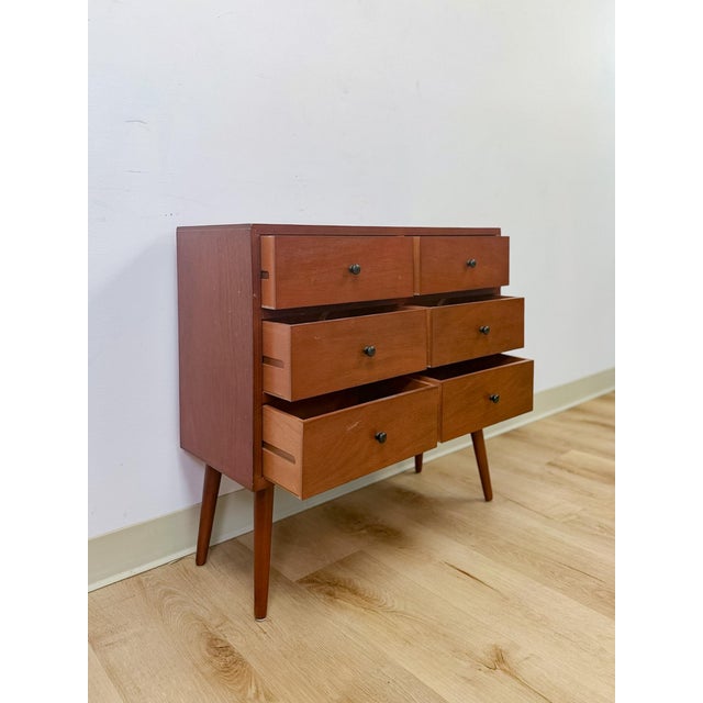 MCM Style Six Drawer Chest, Mid Century Modern Wood Storage For Sale - Image 4 of 11