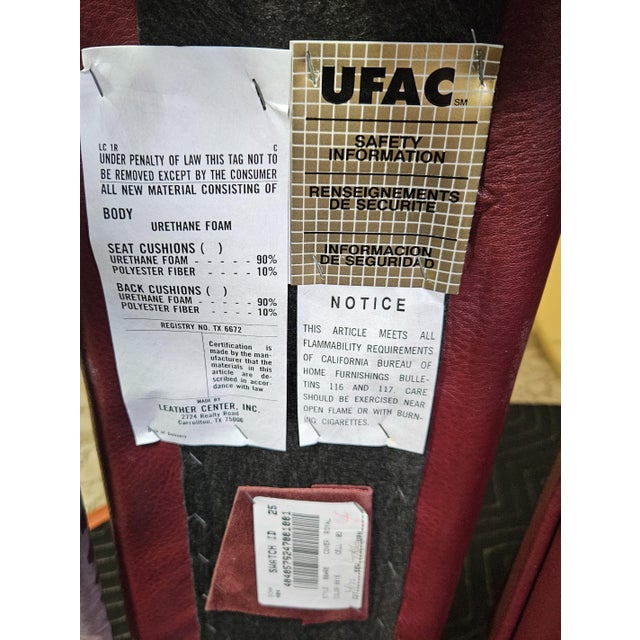 1980s Vintage Chippendale Style Burgundy Leather Mahogany Wingback Recliner Chair For Sale - Image 12 of 12