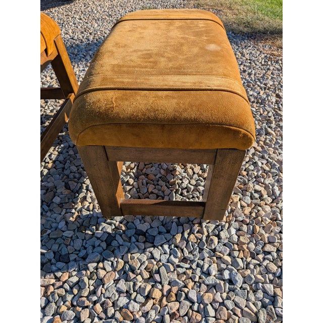 1970 Drexel Heritage Suede Ottomans/Stools-Pair. For Sale - Image 9 of 12