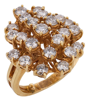 Vintage 3.20 Carat Diamond 14k Yellow Gold Cocktail Ring, Size 3