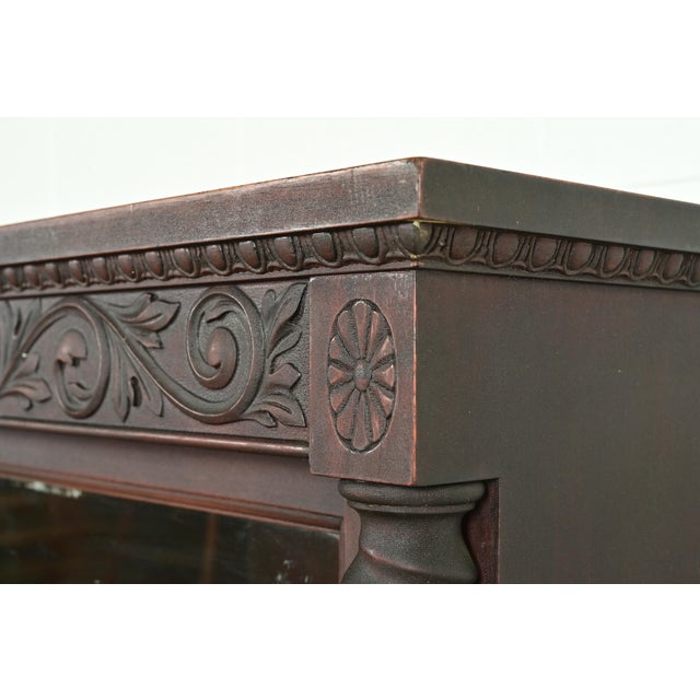 Wood R. J. Horner Style American Empire Carved Mahogany Triple Bookcase With Lion Paw Feet, Circa 1890s For Sale - Image 7 of 13