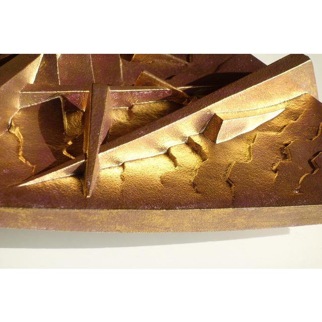 Italian Gold Ceramic Sculpture Plate by Arnaldo Pomodoro for Rossicone, 2006 For Sale - Image 11 of 16
