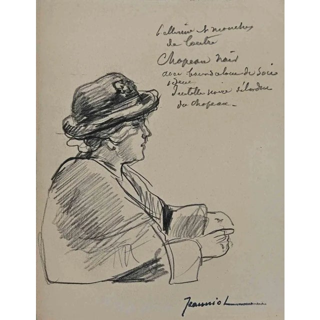 Portrait is an original Drawing on paper realized by the painter Pierre Georges Jeanniot (1848-1934). Drawing in Pencil....