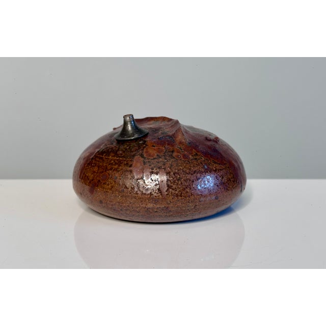1970s Sculptural Studio Ceramic Art Oil Lamp from Aage Würtz, Denmark, 1970s For Sale - Image 5 of 12