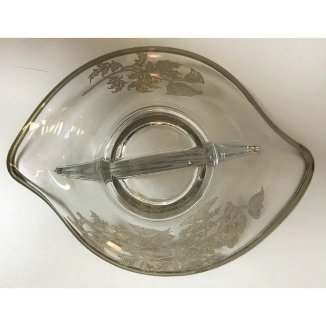 1960s 1960's Silver Overlay Glass Divided Candy Dish For Sale - Image 5 of 8