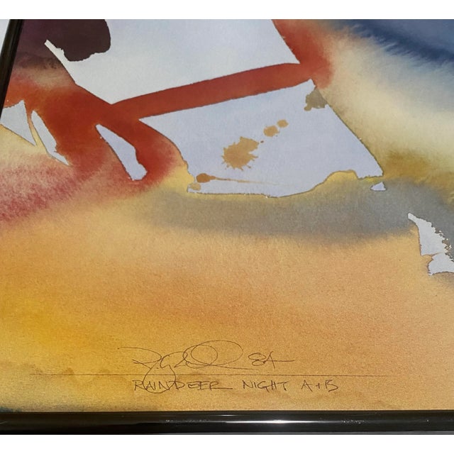 1984 Peter Kitchell signed and dated Lithograph. Bright vivid abstract colors in a black metal frame.