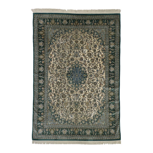 Late 20th Century Vintage Turkish Silk Hereke Rug 06'07 X 09'08 For Sale