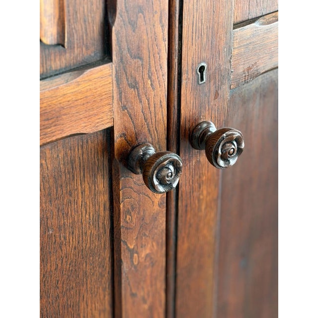 Wood Vintage Carved Oak Armoire For Sale - Image 7 of 12