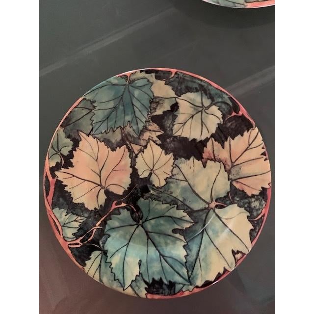Excellent opportunity to purchase set of 8 discontinued pattern Gien Feuillage salad plates. See photo of one underside...