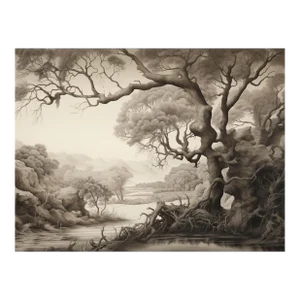 32' X 24' Original Grisaille Landscape Print 16th Century Style