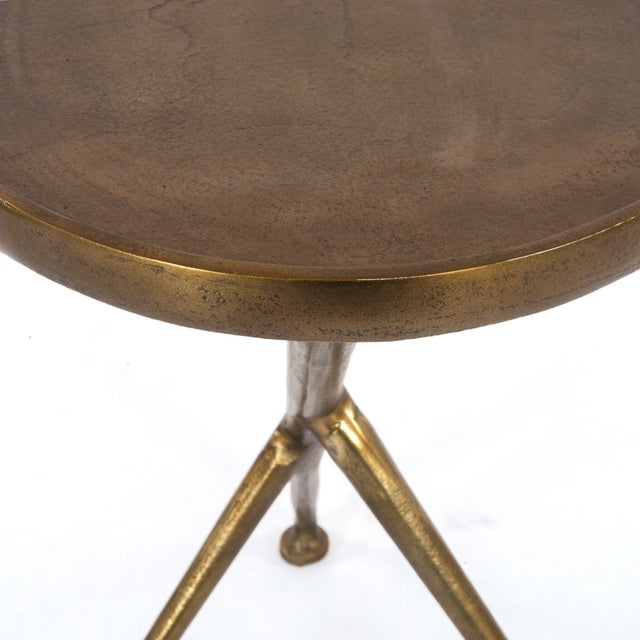 Contemporary Four Hands Schmidt Accent Table - Raw Antique Brass For Sale - Image 3 of 12