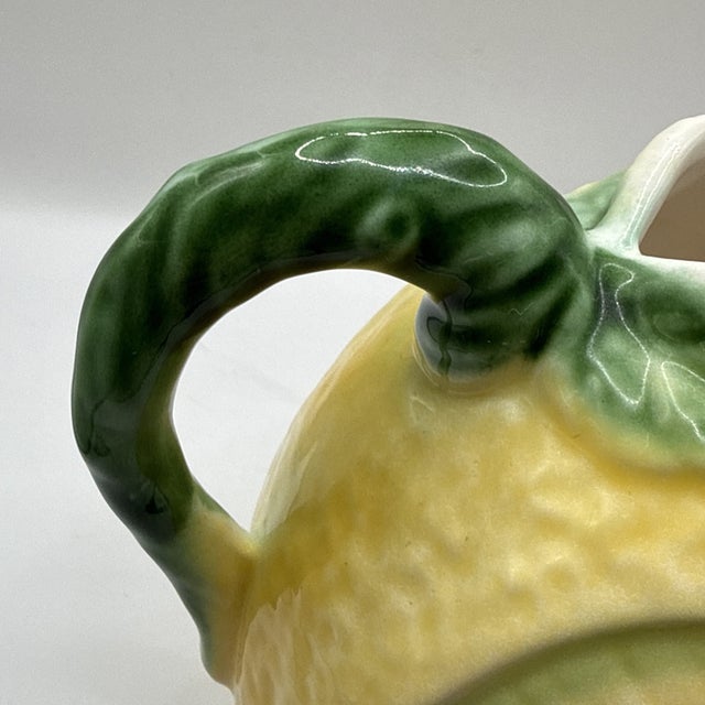 Vintage Mid-Century Modern Ceramic Lemon Shaped Pitcher Majolica Style Made in Italy For Sale In Dallas - Image 6 of 7