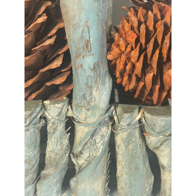 1960s 1960s Rustic Chalet Decor - Huge Pine Cones in Twig Basket For Sale - Image 5 of 8