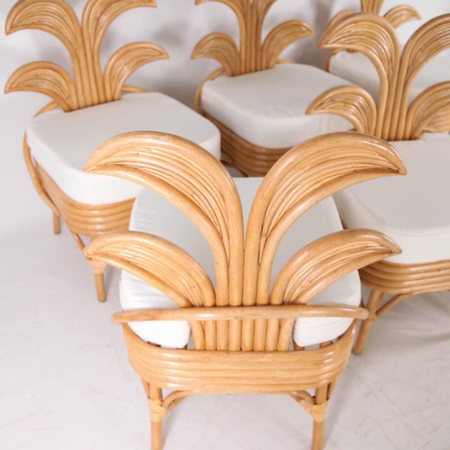 Vintage Rattan Palm Chairs, Set of 6 For Sale - Image 11 of 16