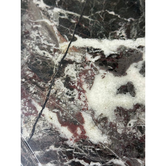 Late 20th Century Postmodern Italian Verde Marble Dining Table With Rectangular Slab Top and Block Base For Sale - Image 9 of 12