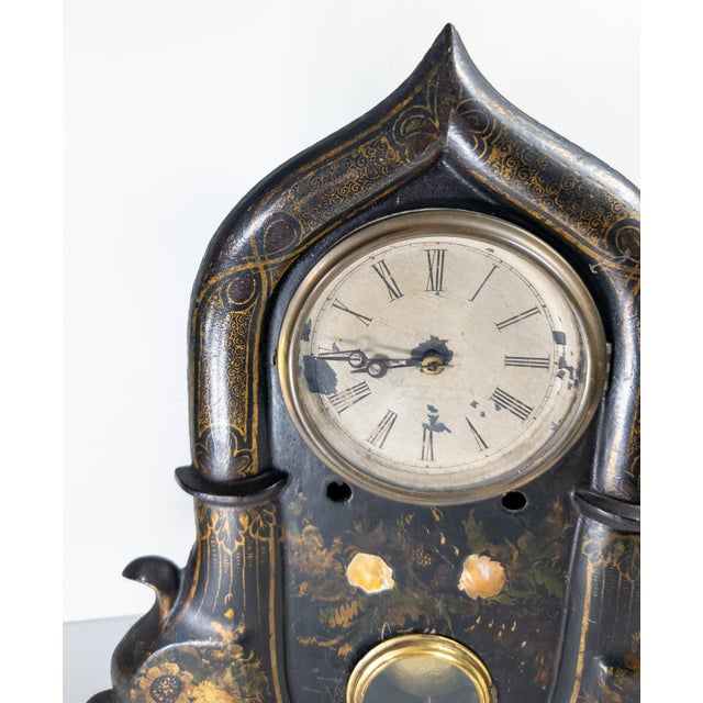 Mid 19th Century 19th Century American Victorian Gothic Revival Iron Faced Mantle Clock For Sale - Image 5 of 17