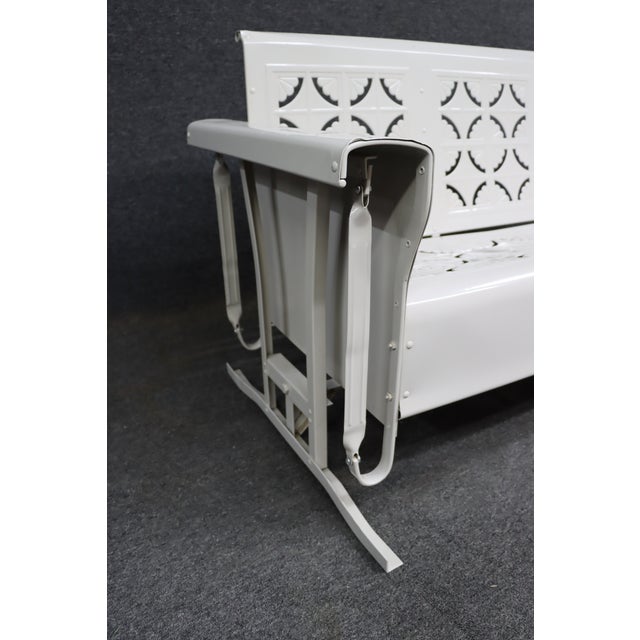 1950s 1950s Pie Crust Style Fully Restored White Metal Glider For Sale - Image 5 of 14