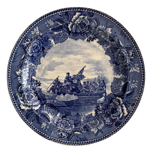 Antique Wedgewood Historical Blue 9" Plate Washington Crossing the Delaware Etruria