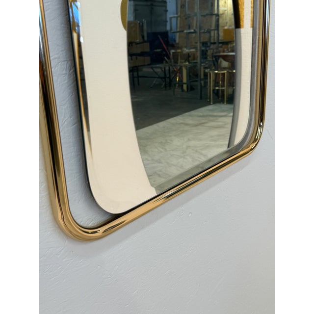 Round Top Vintage Wall Mirror With Brass Frame 1960s For Sale - Image 4 of 8