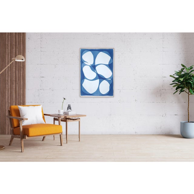 2022, Mid-Century Modern Shapes, Handmade Monotype of "Abstract Rounded Type" on Watercolor Paper by Kind of Cyan For Sale In Miami - Image 6 of 8