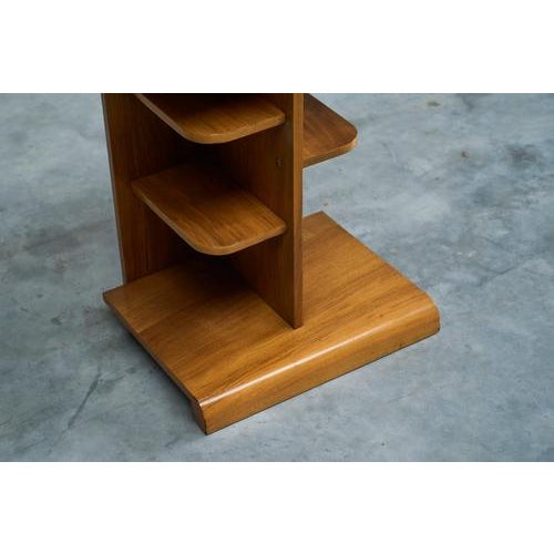 Art Deco Side Table with Shelves in Bookmatched Walnut Veneer, 1920s For Sale - Image 10 of 15