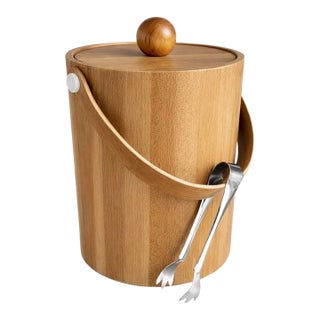 Oversized Mid 20th Century Scandinavian Ice Bucket & Tongs, 1960s For Sale
