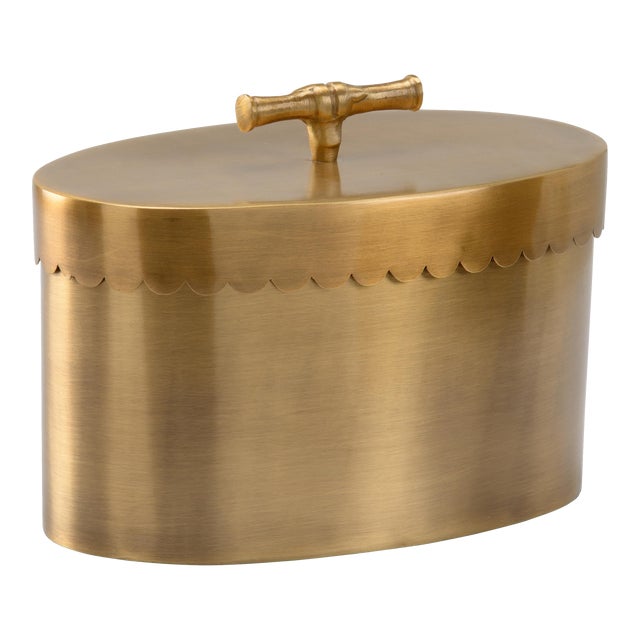 Cheryl Luckett for Wildwood Buttercup Brass Scallop Edge Oval Box, Small For Sale