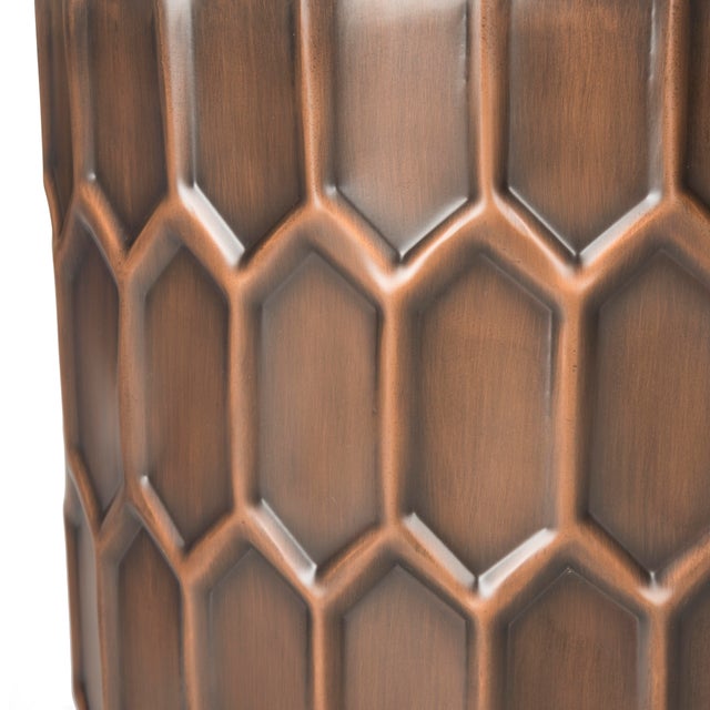 Honeycomb Side Tables in Antique Copper For Sale - Image 4 of 5