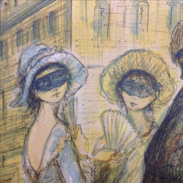 Paper 1977 Masquerade a Venice Litho Print by Jacques Lalande For Sale - Image 7 of 7