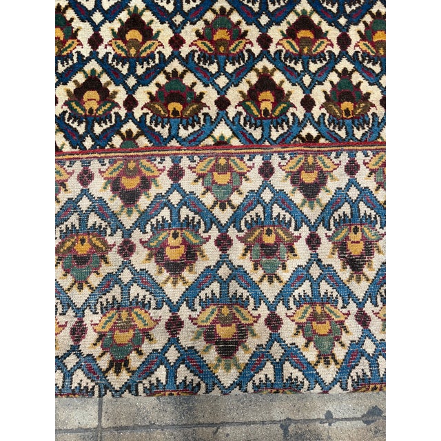 Blue 19th Century Agra Carpet, Indian Handwoven Rug With Lattice Floral Design For Sale - Image 8 of 9