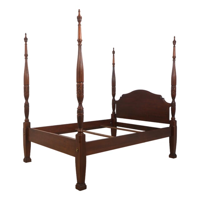 Harden Queen Size Rice Carved Poster Bed For Sale