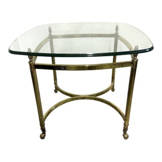 La Barge Brass Glass Top End Table For Sale
